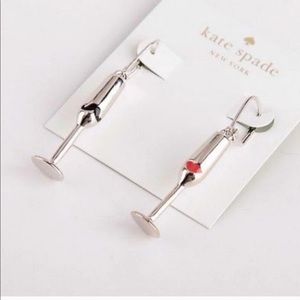 New Kate Spade Silver Champagne Glass Earrings